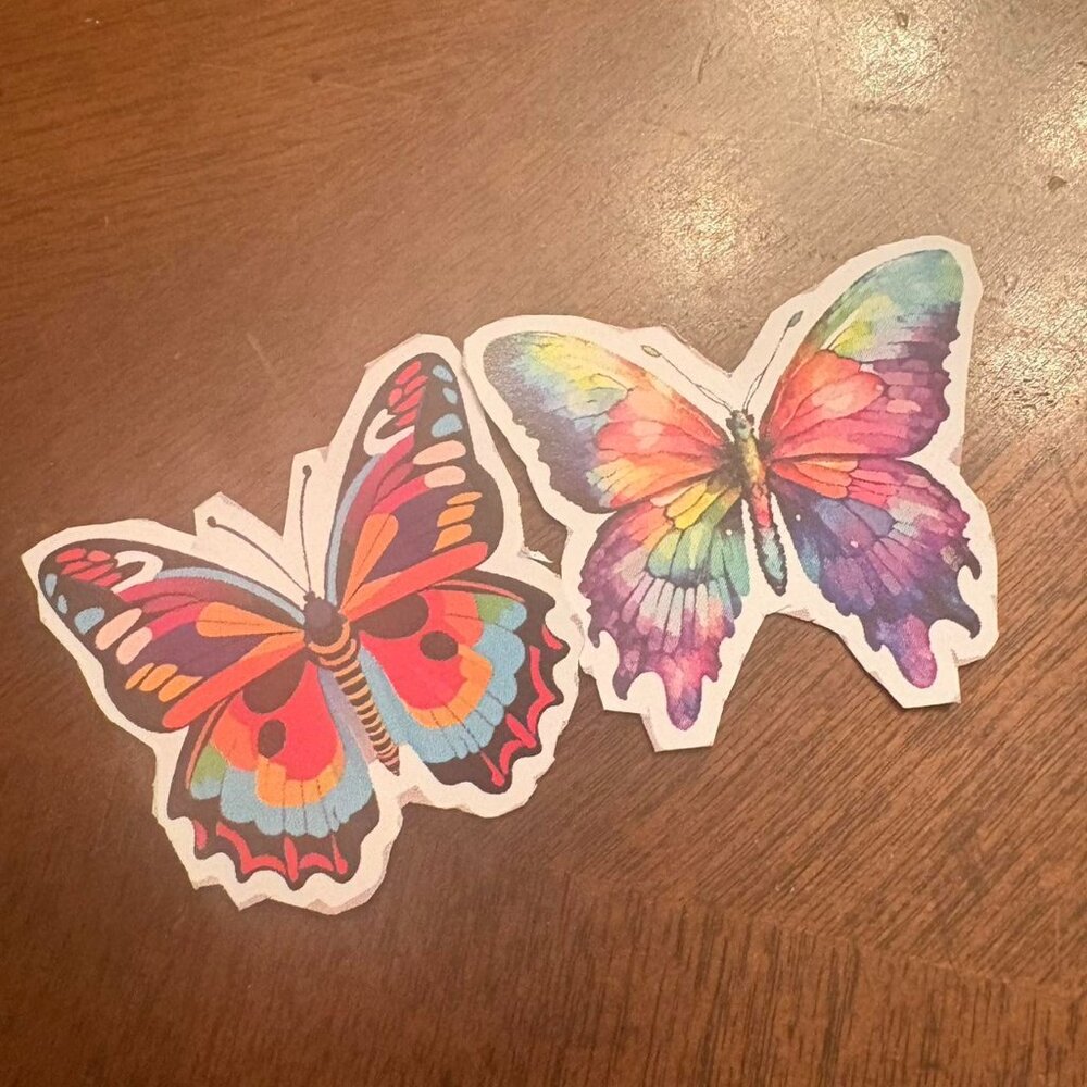 Multi-coloured butterfly stickers(2 pieces)